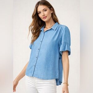 Love Stitch Tencel Button Down Shirt in Large